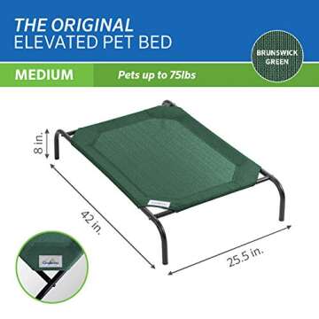 Coolaroo The Original Cooling Elevated Pet Bed, Medium, Brunswick Green