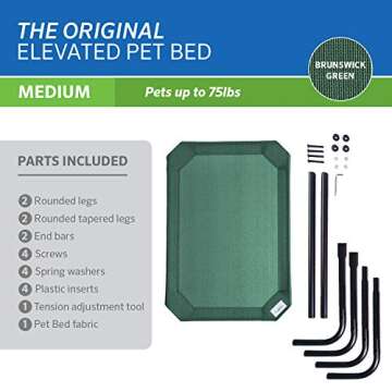 Coolaroo The Original Cooling Elevated Pet Bed, Medium, Brunswick Green