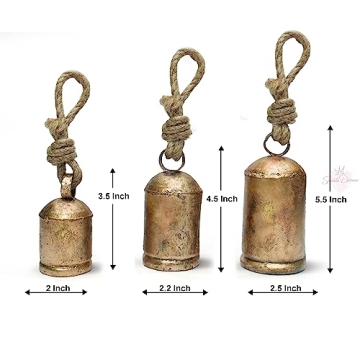 Shabby Chic Rustic Wall Hanging Bells – Handcrafted Set of 3