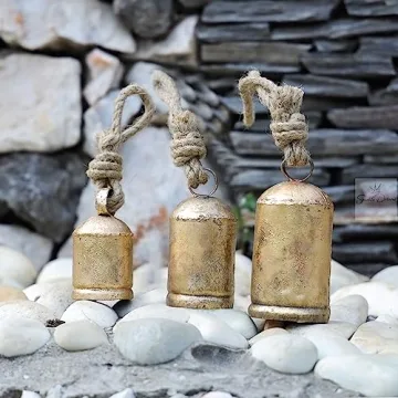 Shabby Chic Rustic Wall Hanging Bells – Handcrafted Set of 3