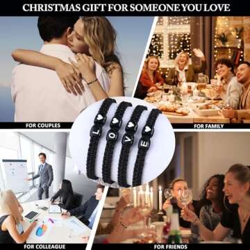 Matching Couple Bracelets Letter Initial Bracelet for Men Women Cute Anniversary Couple Gifts Long Distance Couple Gifts for Him Her Gifts for Boyfriend Girlfriend Son Bestfriend (S)