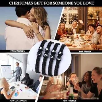 Matching Couple Bracelets Letter Initial Bracelet for Men Women Cute Anniversary Couple Gifts Long Distance Couple Gifts for Him Her Gifts for Boyfriend Girlfriend Son Bestfriend (S)