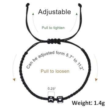 Matching Couple Bracelets Letter Initial Bracelet for Men Women Cute Anniversary Couple Gifts Long Distance Couple Gifts for Him Her Gifts for Boyfriend Girlfriend Son Bestfriend (S)