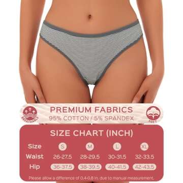 Comfortable ANZERMIX Cotton Thong Panty Pack of 6