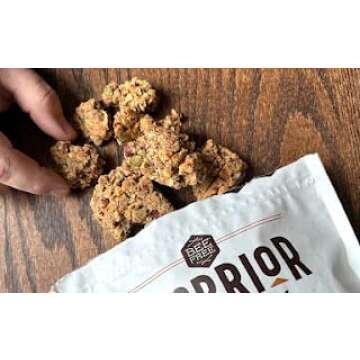 BeeFree Warrior Mix Gluten Free Granola - Chunky Granola Bites | Paleo Granola, Low Carb, Grain Free, Preservative Free, Oat Free | Granola for Yogurt, Low Calorie Snacks | Bob's Salted Caramel, 20 Ounce Bag