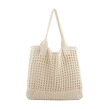 ENBEI Women's Beach Tote Bag, Crocheted Knit Hollow Design, Stylish & Spacious Tote for Beach,Travel...