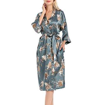 Women's Floral Satin Robe: Bridal Sleepwear for Elegant Moments