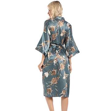 Chic Women's Floral Satin Robe for Brides and Bridesmaids
