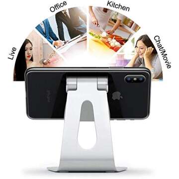 2020 Adjustable Cell Phone Stand, Phone Holder for Desk Holder, Aluminum Desktop Stand Compatible wi...