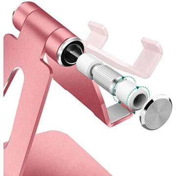 2020 Adjustable Cell Phone Stand, Phone Holder for Desk Holder, Aluminum Desktop Stand Compatible with iPhone Xs Max Xr 8 7 6 6s Plus 5s Charging, Accessories Desk,All Smart Phone - Pink