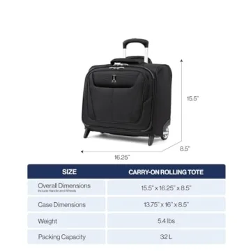 Travelpro Maxlite 5 Lightweight Rolling Underseat Tote Carry-On