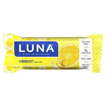 LUNA BAR - Gluten Free Snack Bars - Lemon Zest -8g of protein - Non-GMO - Plant-Based Wholesome Snac...