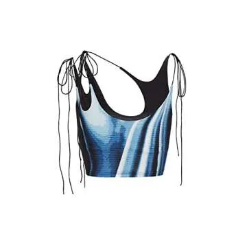 CAPE CLIQUE Sexy Body Print Y2K Tops for Women - Sleeveless Summer Halter Cami Shirts