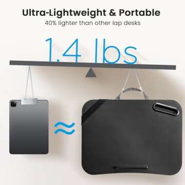 HUANUO Portable Laptop Lap Desk for Home Office & Travel - Fits 15.6-Inch Devices