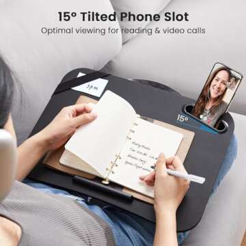 HUANUO Portable Laptop Lap Desk with Cushion & Storage