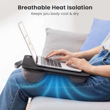 HUANUO Portable Laptop Lap Desk with Cushion & Storage