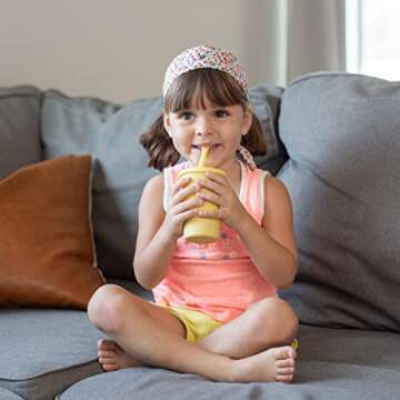 Grow Forward Kids Bamboo Cups - Kids Cups with Straws and Lids - Eco Friendly BPA Free - Dishwasher ...