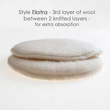 Soothingly Soft Merino Wool Nursing Pads, Style Softline, Extra Thickness, 6 in. Diameter (Small)