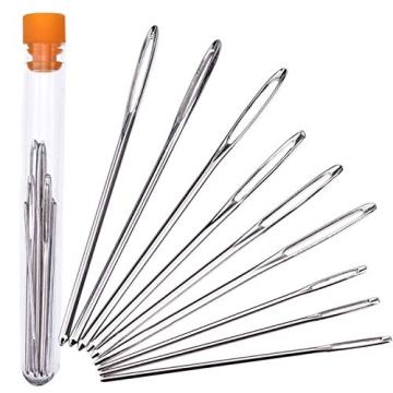 Large-Eye Blunt Needles Steel Yarn Knitting Needles | 9 Piece Set
