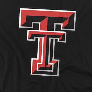 Texas Tech University Official Distressed Primary Unisex Adult T-Shirt, Black, Medium