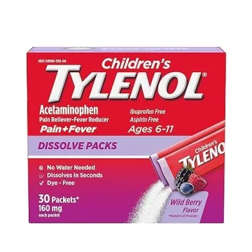 Tylenol Kids Dissolve Powders, Wild Berry Flavor, 160mg Acetaminophen, 30 Pack