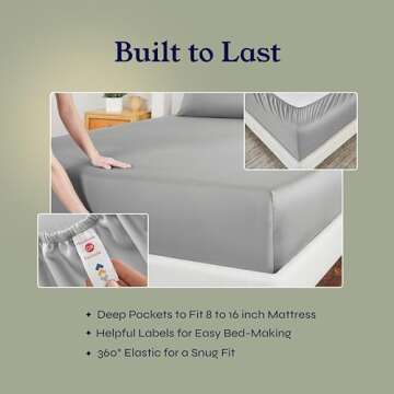 California Design Den Luxury Cotton Sateen Full Sheets Set - Light Grey Sheet Set, 500 Thread Count 100% Cotton, Ultra Soft Cooling Bedding, Deep Pocket Fits 16 Inch Mattresses