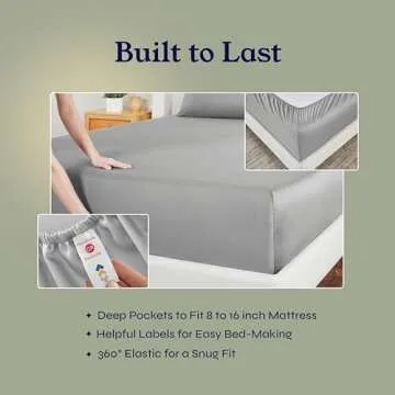 California Design Den Luxury Cotton Sateen Full Sheets Set - Light Grey Sheet Set, 500 Thread Count 100% Cotton, Ultra Soft Cooling Bedding, Deep Pocket Fits 16 Inch Mattresses