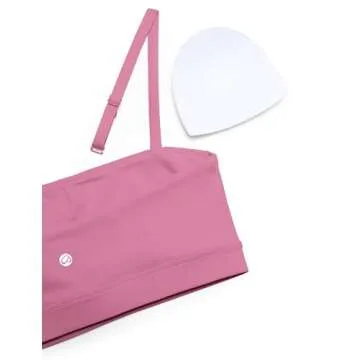 CRZ YOGA Butterluxe Womens Adjustable Spaghetti Thin Strap Sports Bra - Padded Wireless Square Neck Workout Yoga Clothes Velvet Dust Small