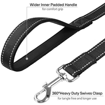 FunTags 6FT Reflective Dog Leash Soft Padded Handle Safety