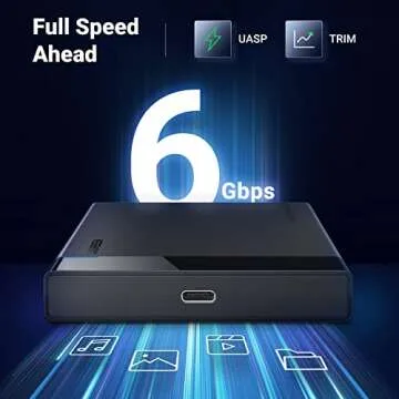 UGREEN 2.5" USB C 3.1 Hard Drive Enclosure - Super Fast 6Gbps SSD/HDD Case