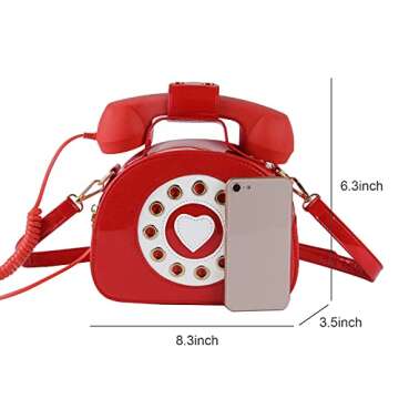 Oweisong Fun Telephone Purse for Women Novelty Phone Tote Handbags Top Handle Shoulder Crossbdoy Bag Red
