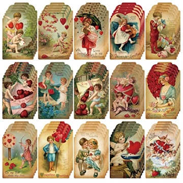 L1rabe 61Pcs Victorian Style Valentine's Day Gift Tags – Perfect for DIY Crafts and Gift Wrapping
