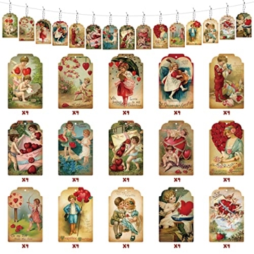 L1rabe Vintage Valentine's Day Gift Tags Set of 61