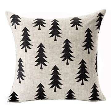 QINU KEONU Pine Tree Forest White Geometry Cotton Linen Throw Pillow Case Cushion Cover Home Sofa Decorative 18 X 18 Inch ¡­ (Style G)