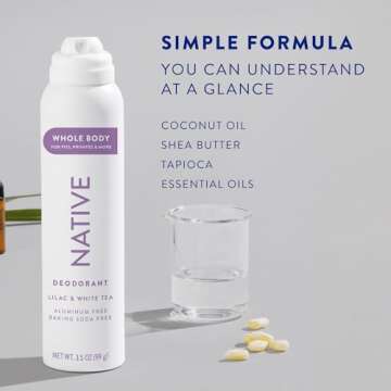Native Whole Body Deodorant Spray Contains Naturally Derived Ingredients, Deodorant for Women & Men | 72 Hour Odor Protection, Aluminum Free with Coconut Oil and Shea Butter | Lilac & White Tea