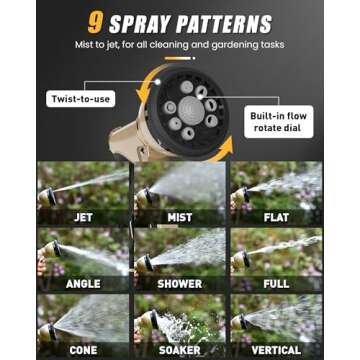 RAINPOINT Heavy Duty Garden Hose Nozzle with 9 Patterns