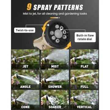 RAINPOINT Heavy Duty Garden Hose Nozzle with 9 Patterns