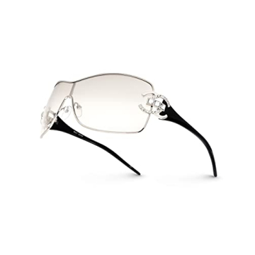 Zeelool Y2K Sunglasses for Women in Silver Wrap Around Style