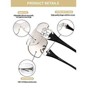 Zeelool Y2K Sunglasses for Women in Silver Wrap Around Style