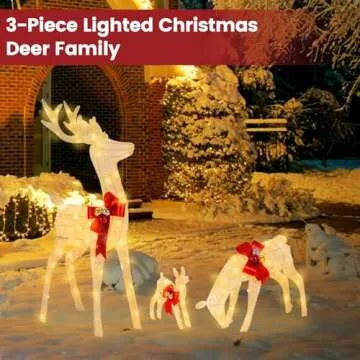 Tangkula Lighted Christmas Reindeer Family Set for Holidays