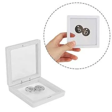 sdoot 3D Floating Frame Display Holder Stands, Set of 20 Coin Display Stands, 3D Floating Jewelry Frame for AA Medallions, Challenge Coins, Chip, Jewelry, Pin - 3.5 x 3.5 x 0.8 Inches (White)