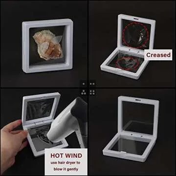 sdoot 3D Floating Frame Display Holder Stands, Set of 20 Coin Display Stands, 3D Floating Jewelry Frame for AA Medallions, Challenge Coins, Chip, Jewelry, Pin - 3.5 x 3.5 x 0.8 Inches (White)