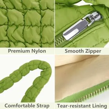 YFGBCX Quilted Tote Bag for Women Puffer Bag, Lightweight Puffy Tote Bag Quilted Padding Shoulder Bag Padded Hobo Crossbody Bag Zip Closure