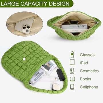 YFGBCX Quilted Tote Bag for Women Puffer Bag, Lightweight Puffy Tote Bag Quilted Padding Shoulder Bag Padded Hobo Crossbody Bag Zip Closure