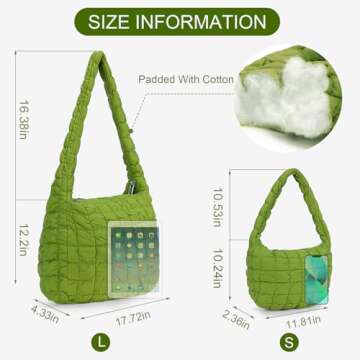 YFGBCX Quilted Tote Bag for Women Puffer Bag, Lightweight Puffy Tote Bag Quilted Padding Shoulder Bag Padded Hobo Crossbody Bag Zip Closure
