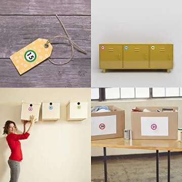 LeeLoon 2480pcs Number Stickers Colorful Round Number Labels,Polka Dot 1-50 and A-Z Adhesive Numbers Stickers for Office,Restaurant,Classroom,School Learning Decorations,1"