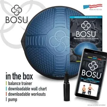 Bosu Half Ball Home Fitness Exercise Gym Strength Flexibility Balance Trainer, Blue