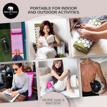 BED OF NAILS The Original Premium Acupressure Mat, 8,820 Acupuncture Pressure Points for Back Pain Relief, Increased Energy, Relaxation, FSA/HSA Eligible, with Drawstring Bag, 29 x 16 x 1, Green