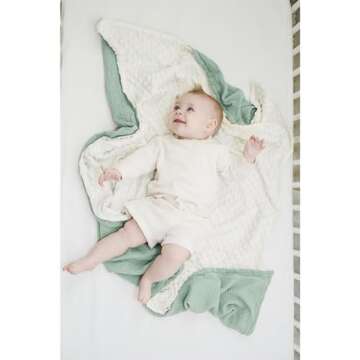 Konssy Baby Blankets for Unisex Boys Girls, Super Soft Nursery Minky Blankets with Muslin Cotton Fro...