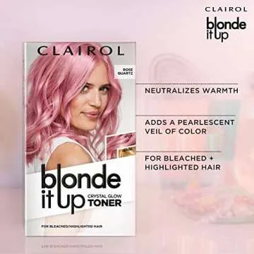 Clairol Blonde It Up Crystal Glow Toners Demi-Permanent Hair Dye, Rose Quartz Hair Color, Pack of 1